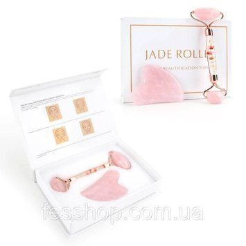 Ролик для особи і скребок гуаша JADE ROLLER з Рожевого кварцу 1275366696 фото