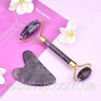 Роллер и скребок для массажа гуаша Аметист JADE ROLLER 1279225427 фото