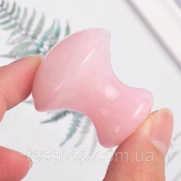 Скребок гуаша грибок Jade Roller Розовый кварц 1289274989 фото
